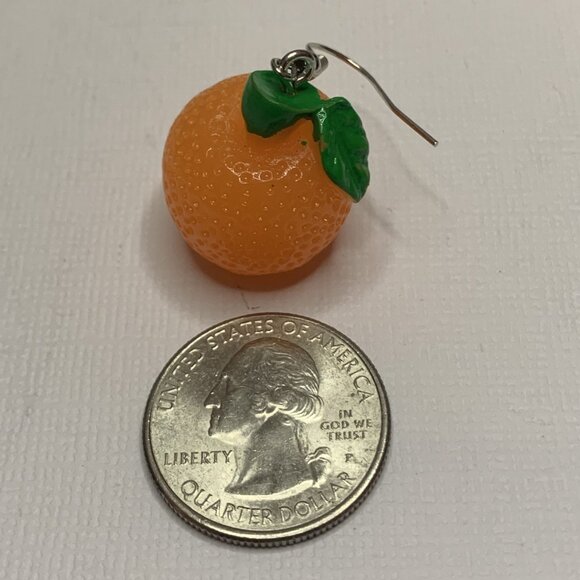 Orange Earring, Fruit Earring, Funny Food Earring, Florida Earring, Gift Idea - Picture 4 of 5